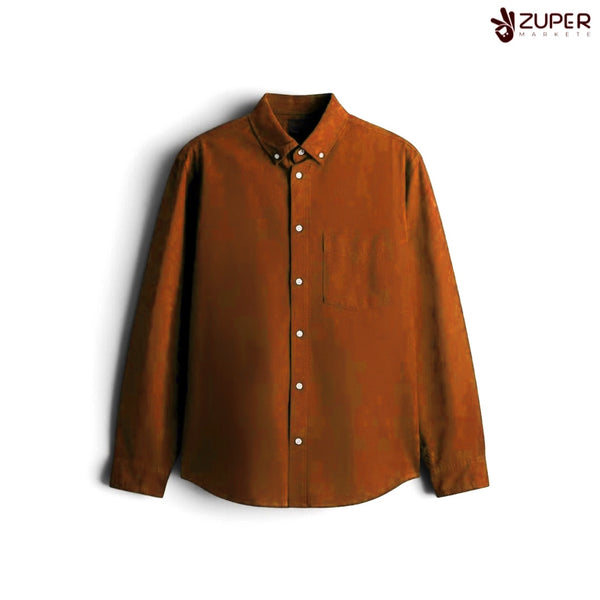 Rust Brown Full-Sleeve Casual Shirt