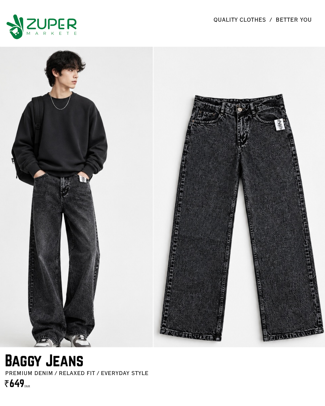 Midnight Shadow Baggy Jeans